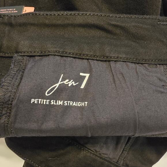 Jen 7 by 7 For All Mankind Jeans Size 10 Black Petite Slim Straight Raw Hem Goth - Picture 7 of 16